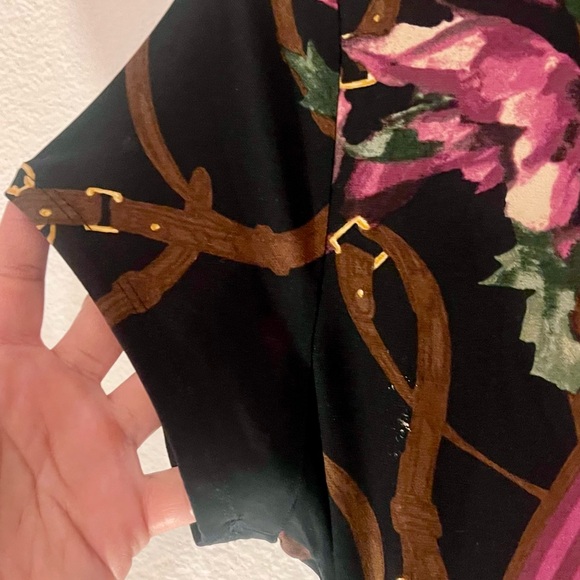 Raplph by Ralph Lauren Surplice Dress Navy Floral Belt Print 10P - Picture 8 of 10